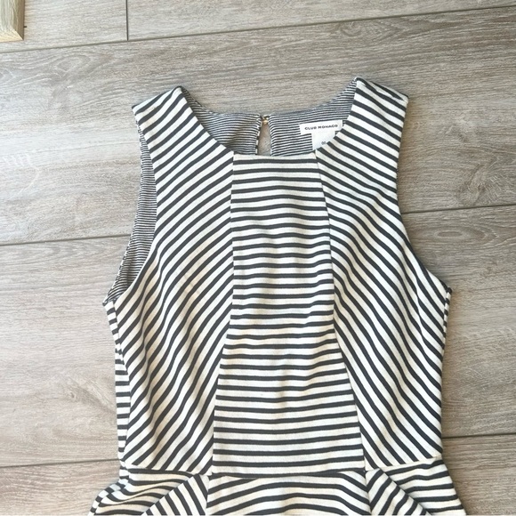 Club Monaco Dress Women's Black And White Striped A-Line Sleeveless - Picture 5 of 14